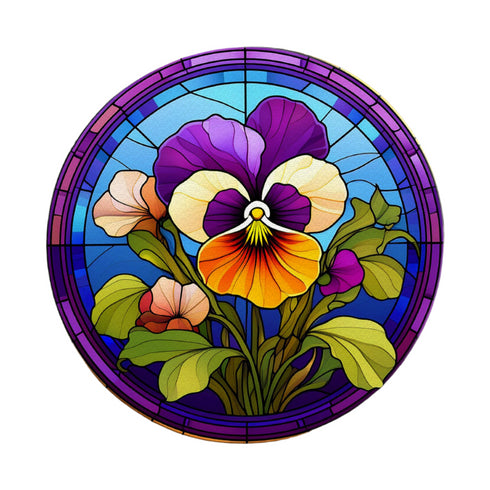 Pansy Circular Glass Suncatcher Worktop Saver